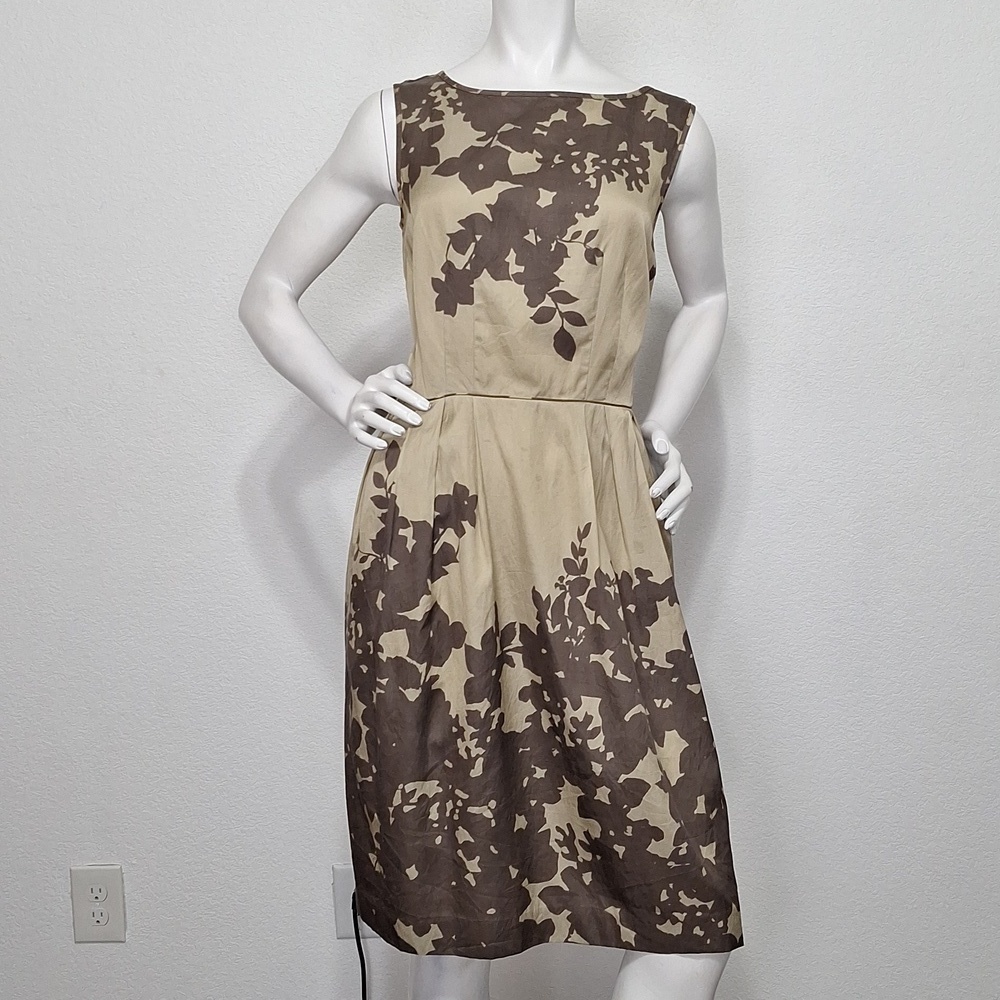Banana Republic Office Brown Tan Corpcore Silk Blend Careerwear Dress 12